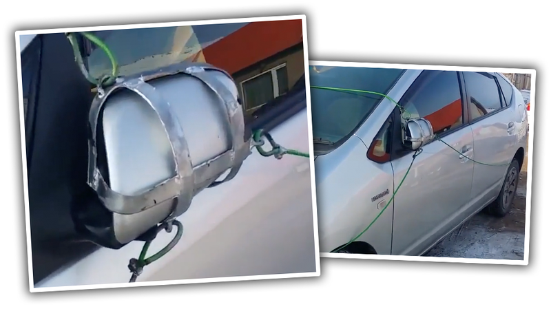 Illustration for article titled Prius Owner Makes Terrifying Chastity Belt Thing To Prevent Mirror Theft